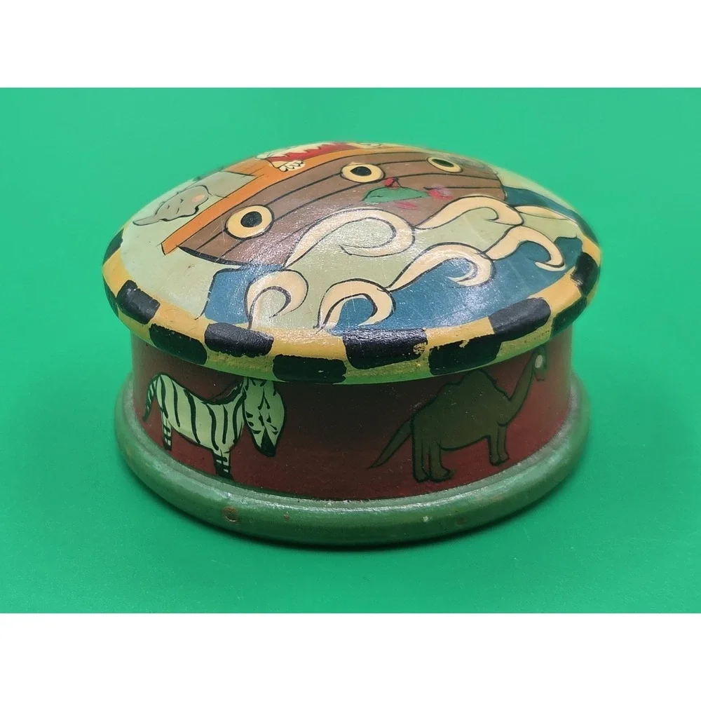 VTG Midwest of Cannon Falls Noah's Ark Lacquered‎ Trinket Box Art Religious Gift